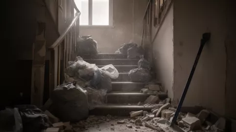 Remont mieszkania a bałagan na klatce schodowej